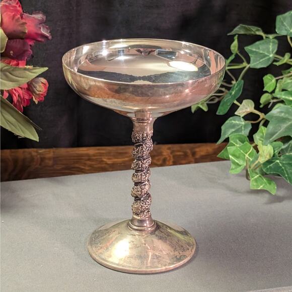 8 Vintage Silver Plated Twisted Vine Stem Martini Coupe Glasses Valero Spain - Picture 4 of 8